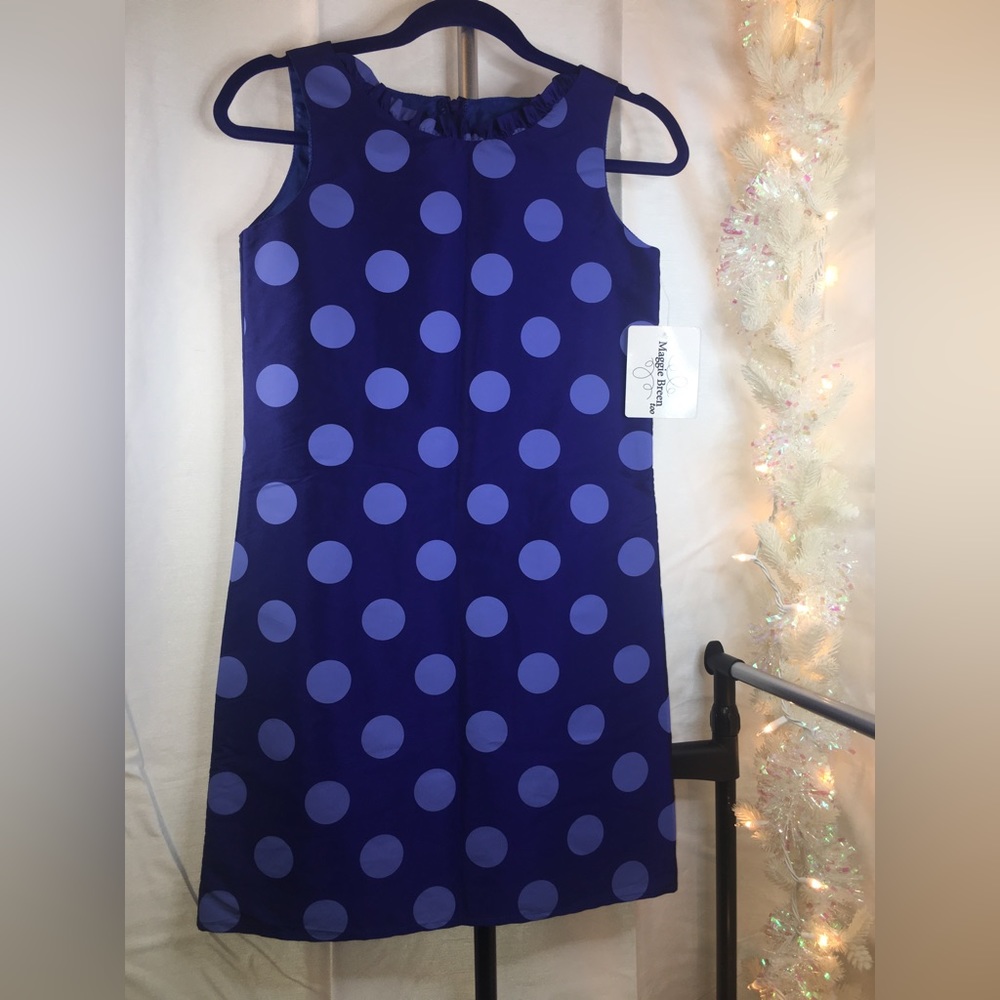 NWT Maggie Breen Too | Women’s Blue/with Polka Dots Sleeveless Dress